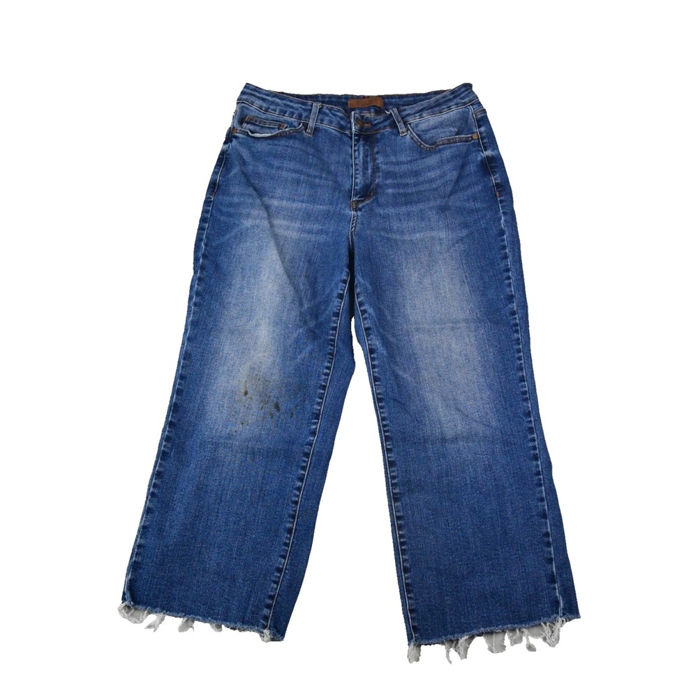 Judy Blue Jeans Womens 14W Straight Raw Hem Blue Denim JB88873 DK 31x23
